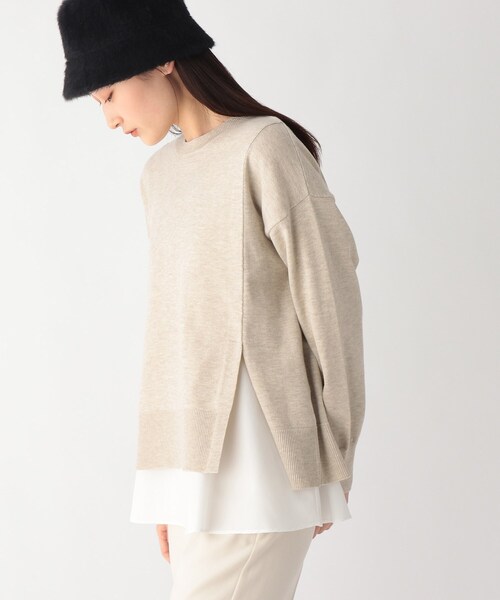 OPAQUE.CLIP（オペークドットクリップ）の「◆3way レイヤードスリットデザインニット【WEB限定カラー・サイズ】（その他トップス・レディース・ブラック/ネイビー/グリーン/グレー/ダークブラウン系7/ベージュ・34/42/40/36/38）」の4枚目の写真