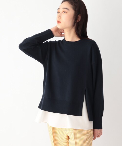 OPAQUE.CLIP（オペークドットクリップ）の「◆3way レイヤードスリットデザインニット【WEB限定カラー・サイズ】（その他トップス・レディース・ブラック/ネイビー/グリーン/グレー/ダークブラウン系7/ベージュ・34/42/40/36/38）」の6枚目の写真