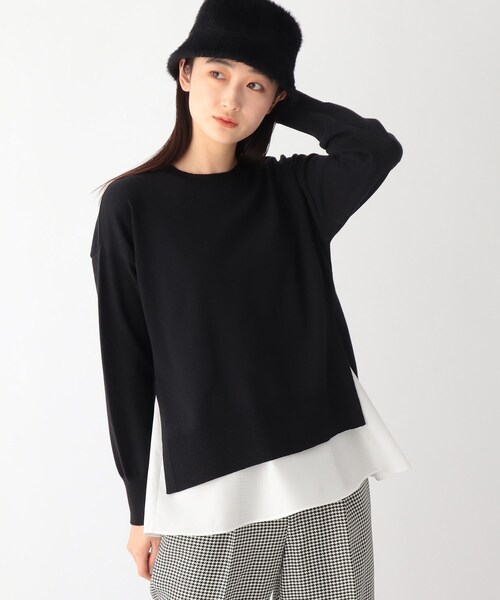 OPAQUE.CLIP（オペークドットクリップ）の「◆3way レイヤードスリットデザインニット【WEB限定カラー・サイズ】（その他トップス・レディース・ブラック/ネイビー/グリーン/グレー/ダークブラウン系7/ベージュ・34/42/40/36/38）」の2枚目の写真