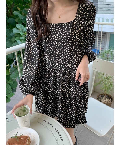 mood for a day（ムードフォーアデイ）の「leopard chiffon mini onepiece /レオパードワンピース（ワンピース・レディース・ブラック/アイボリー・FREE）」の5枚目の写真