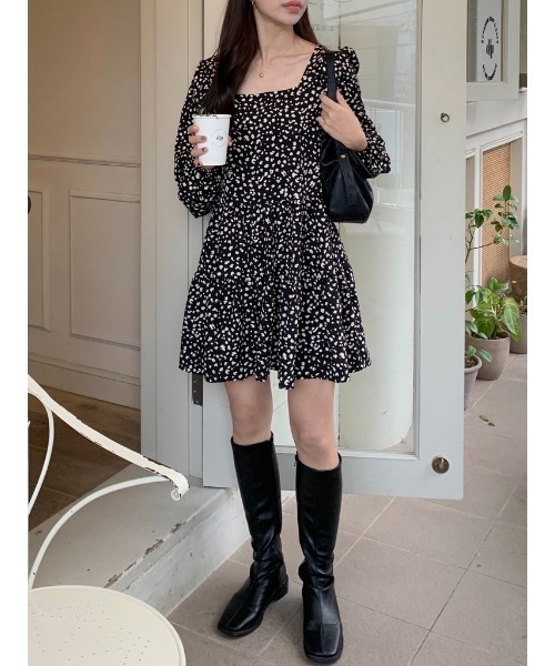 mood for a day（ムードフォーアデイ）の「leopard chiffon mini onepiece /レオパードワンピース（ワンピース・レディース・ブラック/アイボリー・FREE）」の7枚目の写真