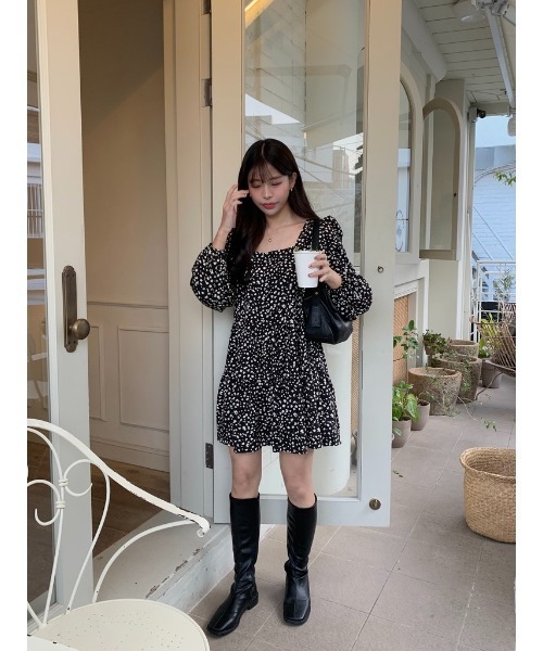 mood for a day（ムードフォーアデイ）の「leopard chiffon mini onepiece /レオパードワンピース（ワンピース・レディース・ブラック/アイボリー・FREE）」の8枚目の写真