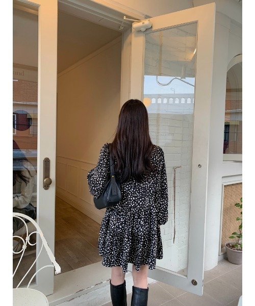 mood for a day（ムードフォーアデイ）の「leopard chiffon mini onepiece /レオパードワンピース（ワンピース・レディース・ブラック/アイボリー・FREE）」の9枚目の写真