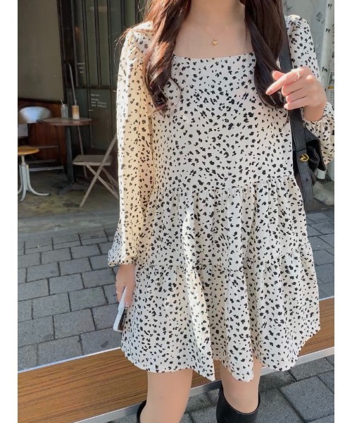 mood for a day（ムードフォーアデイ）の「leopard chiffon mini onepiece /レオパードワンピース（ワンピース・レディース・ブラック/アイボリー・FREE）」の14枚目の写真