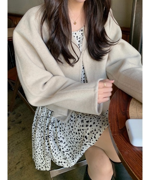 mood for a day（ムードフォーアデイ）の「leopard chiffon mini onepiece /レオパードワンピース（ワンピース・レディース・ブラック/アイボリー・FREE）」の17枚目の写真