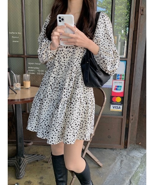 mood for a day（ムードフォーアデイ）の「leopard chiffon mini onepiece /レオパードワンピース（ワンピース・レディース・ブラック/アイボリー・FREE）」の22枚目の写真