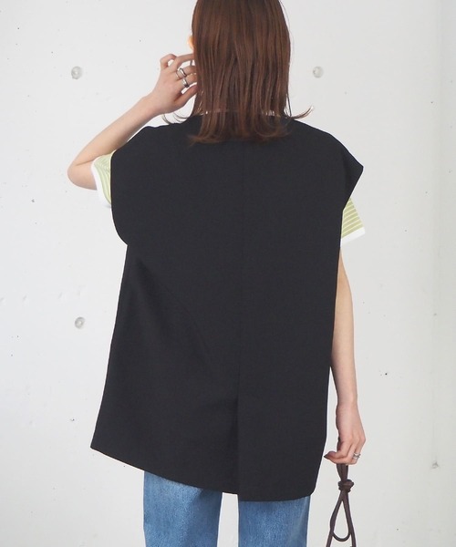 tiptop（ティップトップ）の「【セットアップ対応】ダブルボタンノーカラーベスト（ベスト・レディース・ブラック/アイボリー/A/B・FREE）」の16枚目の写真