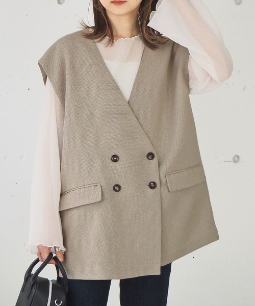 tiptop（ティップトップ）の「【セットアップ対応】ダブルボタンノーカラーベスト（ベスト・レディース・ブラック/アイボリー/A/B・FREE）」の19枚目の写真