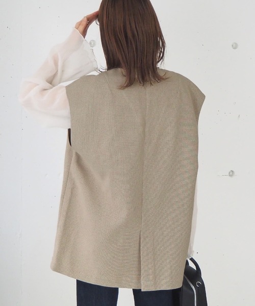 tiptop（ティップトップ）の「【セットアップ対応】ダブルボタンノーカラーベスト（ベスト・レディース・ブラック/アイボリー/A/B・FREE）」の21枚目の写真