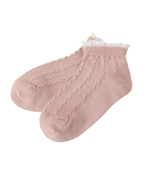 SHOO・LA・RUE（シューラルー）の「◆レースフロートスニーカー丈ソックス（ソックス/靴下・キッズ・アイボリー/ライトパープル/ベビーピンク・56/59/53）」の4枚目の写真