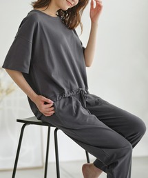 YU'NOW（ユナウ）の「コットン100％シルケットスムースドロストプルオーバーセット（ルームウェア/パジャマ）」