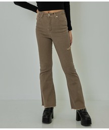 サイドカットツイルストレッチフレアパンツ