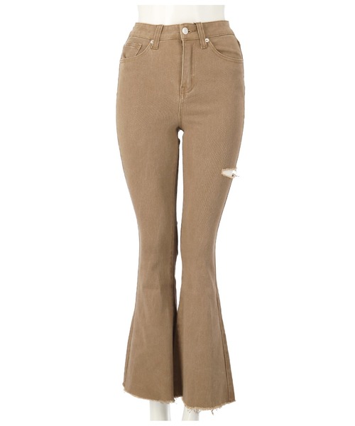 ANAP（アナップ）の「サイドカットツイルストレッチフレアパンツ（その他パンツ・レディース・スミクロ/ベージュ・L/M/S）」の10枚目の写真