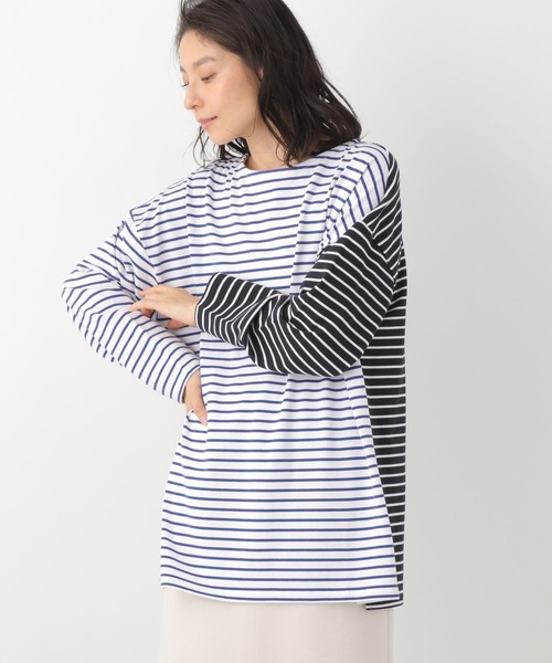 LEPSIM（レプシィム）の「【前後2WAYで着用可能】クレイジーパターンボーダープルオーバー　262562（Tシャツ/カットソー・レディース・グレー/ブルー・FREE）」の2枚目の写真