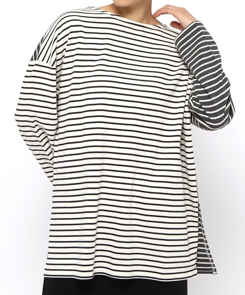 LEPSIM（レプシィム）の「【前後2WAYで着用可能】クレイジーパターンボーダープルオーバー　262562（Tシャツ/カットソー・レディース・グレー/ブルー・FREE）」の13枚目の写真