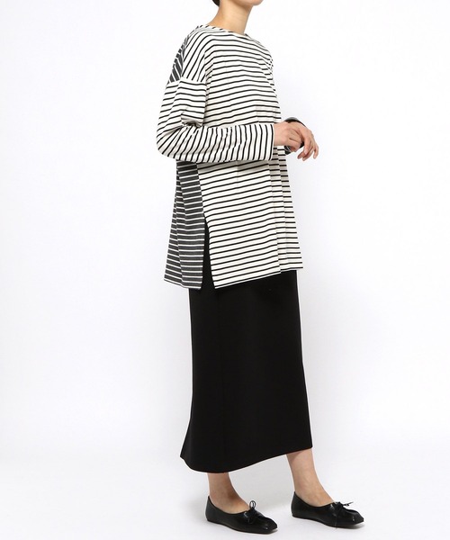 LEPSIM（レプシィム）の「【前後2WAYで着用可能】クレイジーパターンボーダープルオーバー　262562（Tシャツ/カットソー・レディース・グレー/ブルー・FREE）」の3枚目の写真