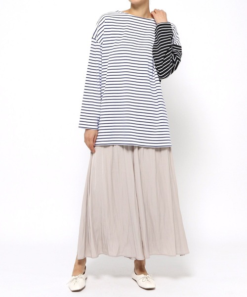 LEPSIM（レプシィム）の「【前後2WAYで着用可能】クレイジーパターンボーダープルオーバー　262562（Tシャツ/カットソー・レディース・グレー/ブルー・FREE）」の7枚目の写真