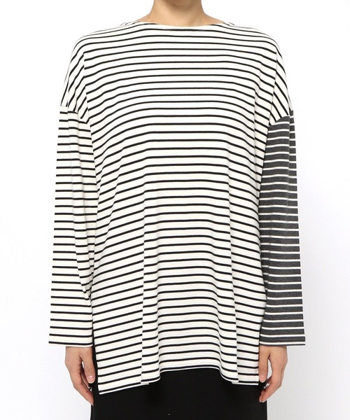 LEPSIM（レプシィム）の「【前後2WAYで着用可能】クレイジーパターンボーダープルオーバー　262562（Tシャツ/カットソー・レディース・グレー/ブルー・FREE）」の18枚目の写真