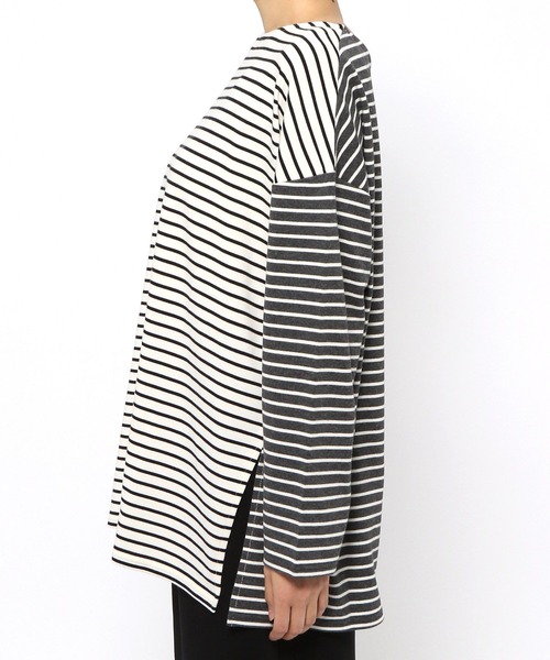 LEPSIM（レプシィム）の「【前後2WAYで着用可能】クレイジーパターンボーダープルオーバー　262562（Tシャツ/カットソー・レディース・グレー/ブルー・FREE）」の16枚目の写真