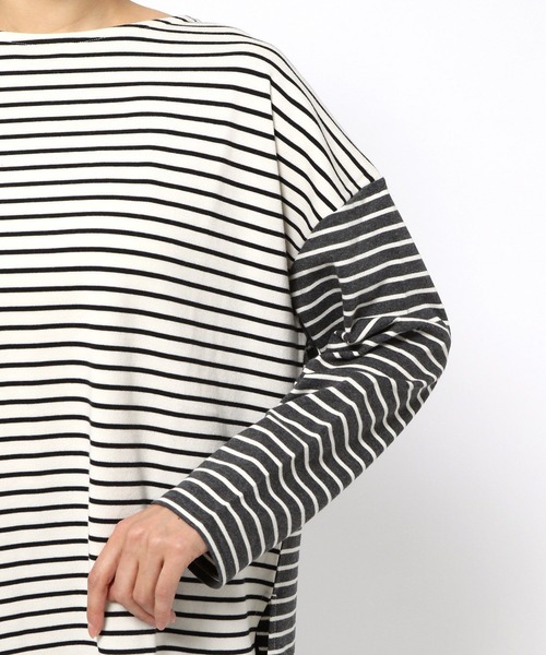 LEPSIM（レプシィム）の「【前後2WAYで着用可能】クレイジーパターンボーダープルオーバー　262562（Tシャツ/カットソー・レディース・グレー/ブルー・FREE）」の4枚目の写真