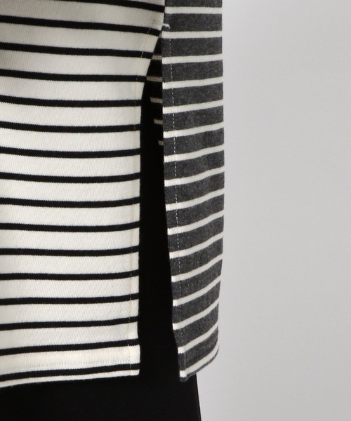 LEPSIM（レプシィム）の「【前後2WAYで着用可能】クレイジーパターンボーダープルオーバー　262562（Tシャツ/カットソー・レディース・グレー/ブルー・FREE）」の6枚目の写真