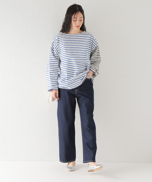 Simplicite(サンプリシテ)の「クレイジーボーダーバスクプルオーバー◆(Tシャツ/カットソー・レディース・ブラック/ブルー系その他・FREE)」の3枚目の写真