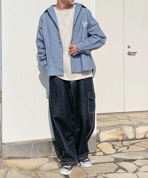 PairPair(ペアペア)の「刺繍入りBIGシャツ(ユニセックス)(シャツ/ブラウス・レディース・サックスブルー/ライトベージュ・フリー)」の21枚目の写真