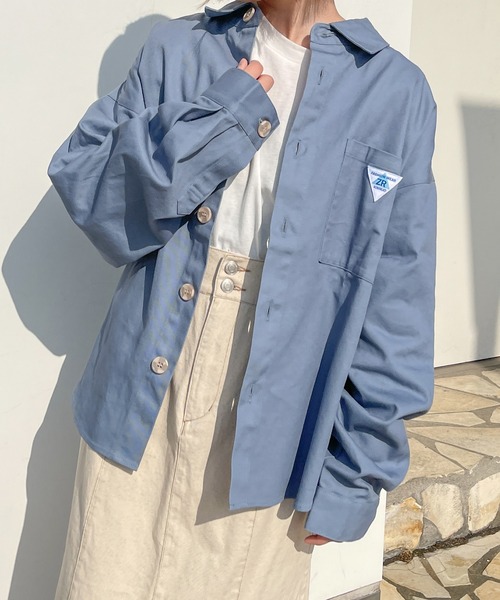 PairPair(ペアペア)の「刺繍入りBIGシャツ(ユニセックス)(シャツ/ブラウス・レディース・サックスブルー/ライトベージュ・フリー)」の18枚目の写真