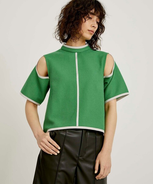 CITY TOKYO（シティトウキョウ）の「カットワークメッシュトップス（シャツ/ブラウス・レディース・グリーン/ホワイト/モカ・FREE）」の4枚目の写真