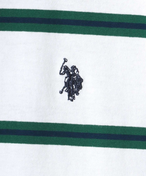 U.S. POLO ASSN.(ユーエスポロアッスン)の「U.S. POLO ASSN./ユーエスポロアッスン オーバーサイズ マルチボーダー ロゴ ワンポイント刺繍 半袖ラガーシャツ/レディース メンズ(ポロシャツ・メンズ・ホワイト/ブラック/ネイビー/グリーン・LL/M/L)」の16枚目の写真