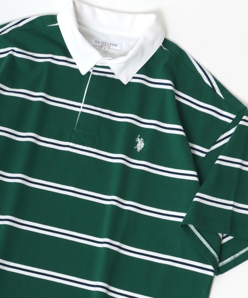 U.S. POLO ASSN.(ユーエスポロアッスン)の「U.S. POLO ASSN./ユーエスポロアッスン オーバーサイズ マルチボーダー ロゴ ワンポイント刺繍 半袖ラガーシャツ/レディース メンズ(ポロシャツ・メンズ・ホワイト/ブラック/ネイビー/グリーン・LL/M/L)」の11枚目の写真
