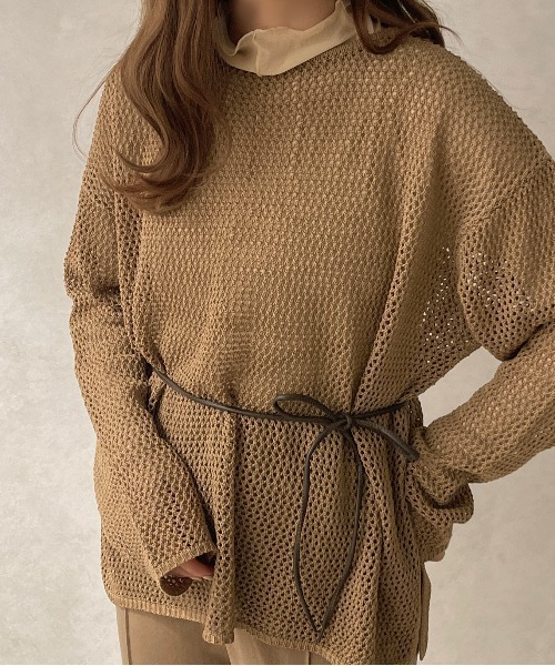 apres jour clair(アプレジュールクレア)の「【apres jour clair】メッシュニットトップス【ZOZOTOWN限定アイテム】(ニット/セーター・レディース・ダークブラウン/ベージュ/アイボリー・フリー/X-LARGE)」の3枚目の写真