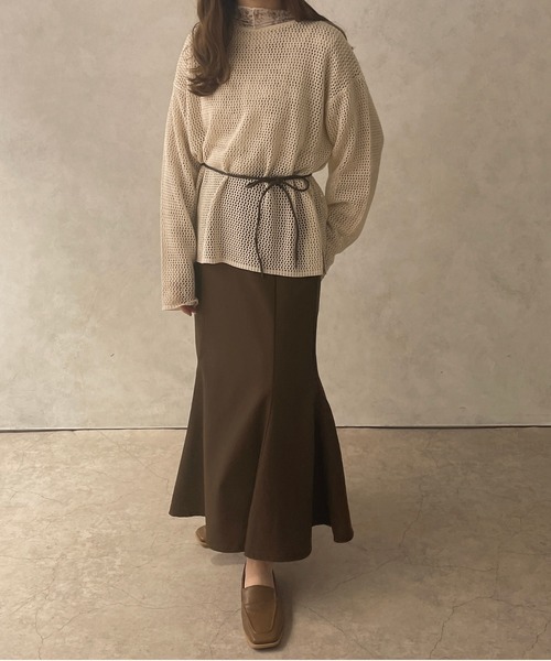 apres jour clair(アプレジュールクレア)の「【apres jour clair】メッシュニットトップス【ZOZOTOWN限定アイテム】(ニット/セーター・レディース・ダークブラウン/ベージュ/アイボリー・フリー/X-LARGE)」の7枚目の写真