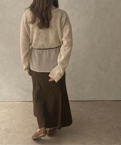 apres jour clair(アプレジュールクレア)の「【apres jour clair】メッシュニットトップス【ZOZOTOWN限定アイテム】(ニット/セーター・レディース・ダークブラウン/ベージュ/アイボリー・フリー/X-LARGE)」の8枚目の写真