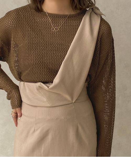 apres jour clair(アプレジュールクレア)の「【apres jour clair】メッシュニットトップス【ZOZOTOWN限定アイテム】(ニット/セーター・レディース・ダークブラウン/ベージュ/アイボリー・フリー/X-LARGE)」の10枚目の写真