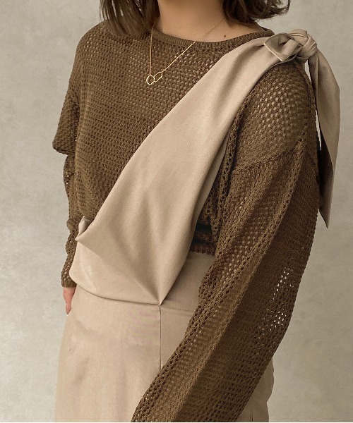 apres jour clair(アプレジュールクレア)の「【apres jour clair】メッシュニットトップス【ZOZOTOWN限定アイテム】(ニット/セーター・レディース・ダークブラウン/ベージュ/アイボリー・フリー/X-LARGE)」の11枚目の写真