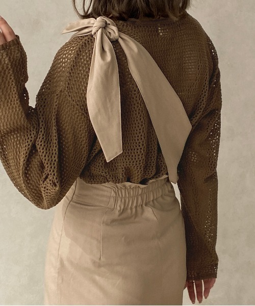 apres jour clair(アプレジュールクレア)の「【apres jour clair】メッシュニットトップス【ZOZOTOWN限定アイテム】(ニット/セーター・レディース・ダークブラウン/ベージュ/アイボリー・フリー/X-LARGE)」の12枚目の写真