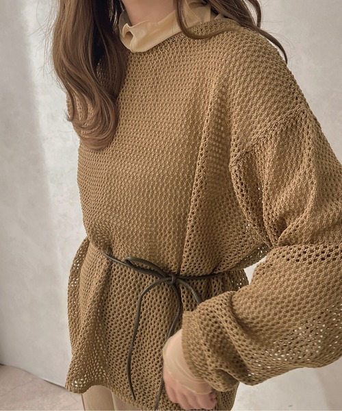 apres jour clair(アプレジュールクレア)の「【apres jour clair】メッシュニットトップス【ZOZOTOWN限定アイテム】(ニット/セーター・レディース・ダークブラウン/ベージュ/アイボリー・フリー/X-LARGE)」の16枚目の写真