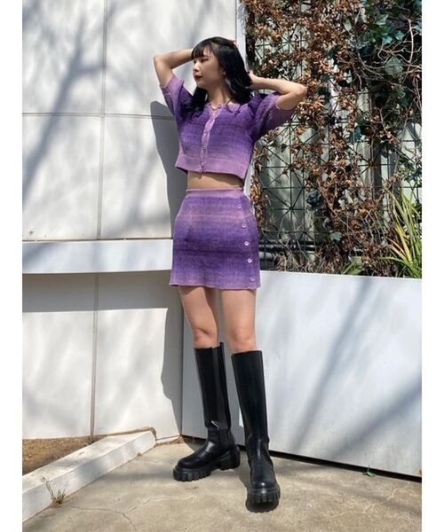 jouetie（ジュエティ）の「グラデーションニットカーデ【セットアップ対応/サマーニット】（カーディガン/ボレロ・レディース・グレー/グリーン/パープル・MEDIUM）」の11枚目の写真