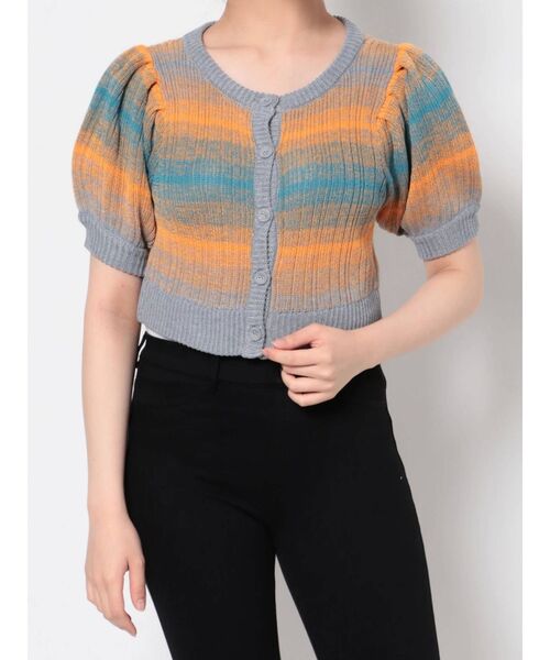 jouetie（ジュエティ）の「グラデーションニットカーデ【セットアップ対応/サマーニット】（カーディガン/ボレロ・レディース・グレー/グリーン/パープル・MEDIUM）」の13枚目の写真
