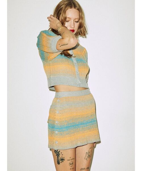 jouetie（ジュエティ）の「グラデーションニットカーデ【セットアップ対応/サマーニット】（カーディガン/ボレロ・レディース・グレー/グリーン/パープル・MEDIUM）」の16枚目の写真