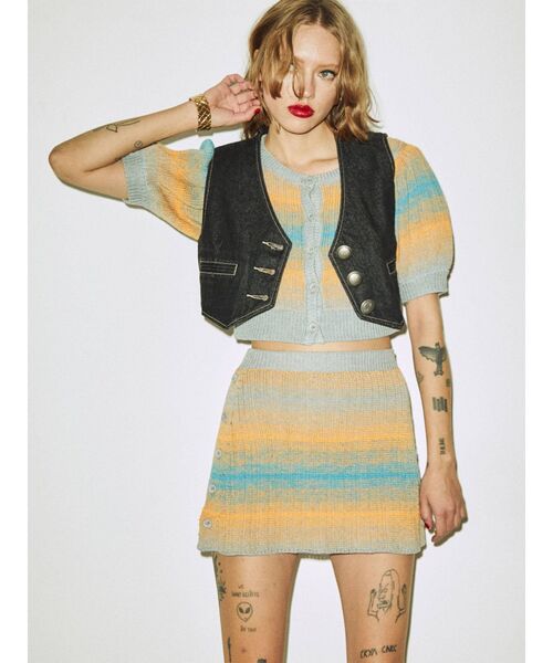 jouetie（ジュエティ）の「グラデーションニットカーデ【セットアップ対応/サマーニット】（カーディガン/ボレロ・レディース・グレー/グリーン/パープル・MEDIUM）」の18枚目の写真