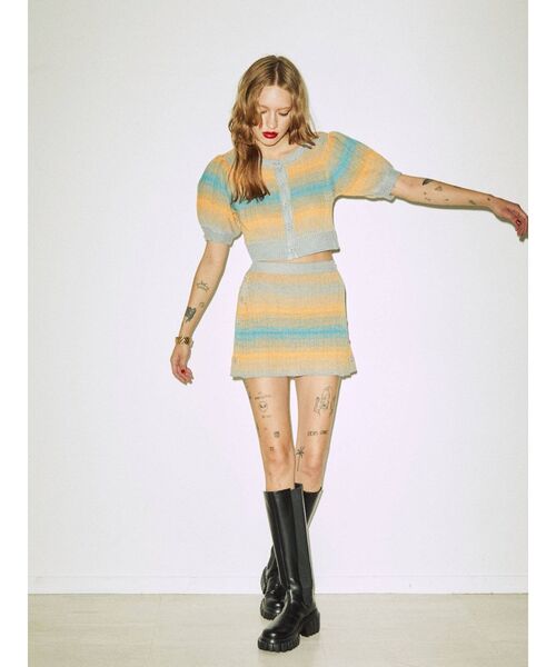 jouetie（ジュエティ）の「グラデーションニットカーデ【セットアップ対応/サマーニット】（カーディガン/ボレロ・レディース・グレー/グリーン/パープル・MEDIUM）」の21枚目の写真