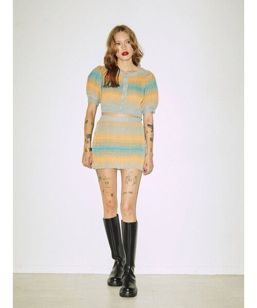 jouetie（ジュエティ）の「グラデーションニットカーデ【セットアップ対応/サマーニット】（カーディガン/ボレロ・レディース・グレー/グリーン/パープル・MEDIUM）」の22枚目の写真