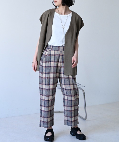 LUPILIEN(ルピリアン)の「MADE IN INDIA◇ガーゼチェック パンツ(その他パンツ・レディース・ブラック/パープル/アイボリー・FREE)」の22枚目の写真