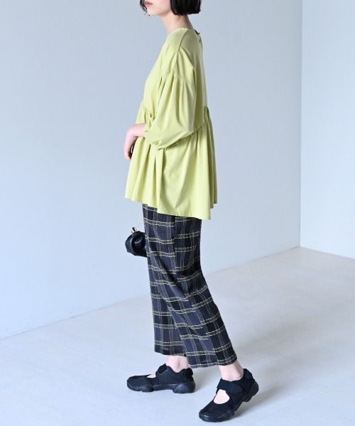 LUPILIEN(ルピリアン)の「MADE IN INDIA◇ガーゼチェック パンツ(その他パンツ・レディース・ブラック/パープル/アイボリー・FREE)」の4枚目の写真