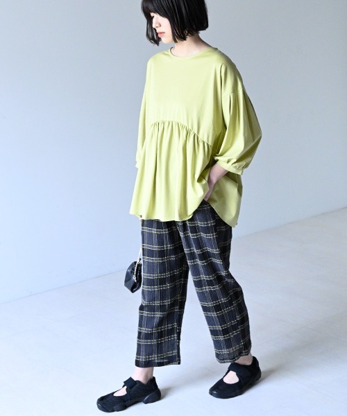 LUPILIEN(ルピリアン)の「MADE IN INDIA◇ガーゼチェック パンツ(その他パンツ・レディース・ブラック/パープル/アイボリー・FREE)」の5枚目の写真