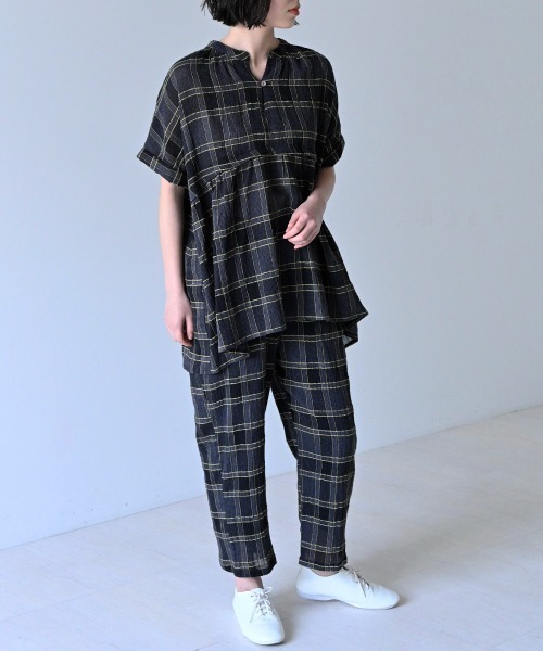 LUPILIEN(ルピリアン)の「MADE IN INDIA◇ガーゼチェック パンツ(その他パンツ・レディース・ブラック/パープル/アイボリー・FREE)」の8枚目の写真