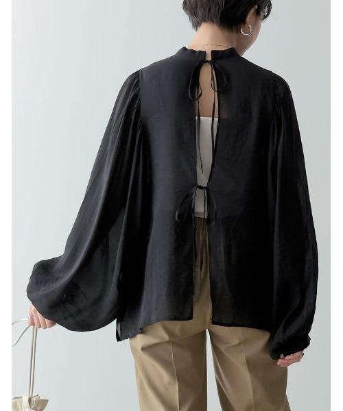 Re:EDIT（リエディ）の「前後2WAYボリュームスリーブシアーブラウス（シャツ/ブラウス・レディース・ブラック/オフホワイト/ピンク/イエロー/グリーン/ブルー・MEDIUM/LARGE）」の16枚目の写真