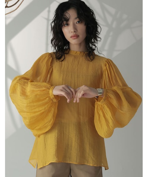 Re:EDIT（リエディ）の「前後2WAYボリュームスリーブシアーブラウス（シャツ/ブラウス・レディース・ブラック/オフホワイト/ピンク/イエロー/グリーン/ブルー・MEDIUM/LARGE）」の18枚目の写真